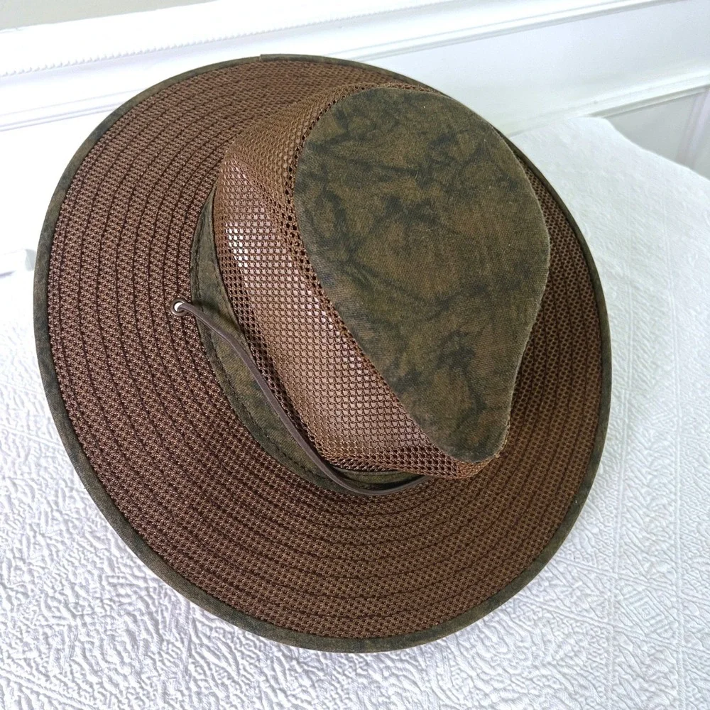 Henschel Breezer Safari Hat Mens Mesh Ventilated Distressed Olive Brown Outback